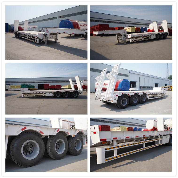 China 3 Axles 50 Ton 60 Tons 13m Gooseneck Hydraulic Low Bed Low Boy Loader Lowbed Semi Trailer Price for Sale