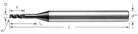 3 flute corner radius end mills – reinforced shank for tough machining application (Titan AX / AXM) extended length
