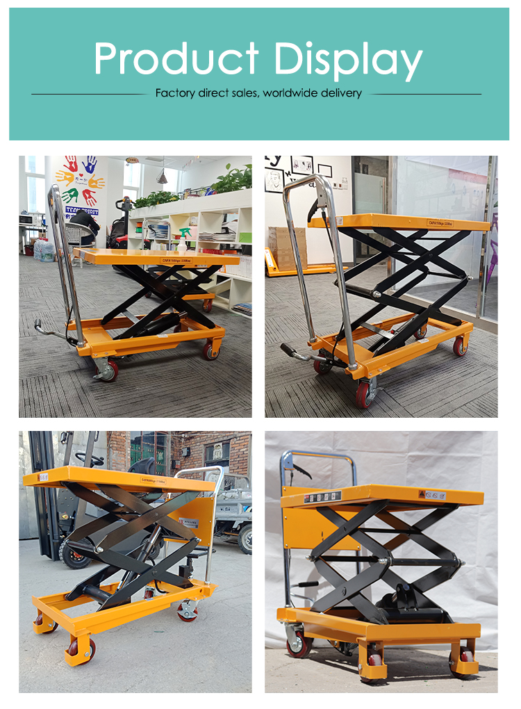 lifting platform hand hydraulic lift table mini trolley double scissors load goods transport machine