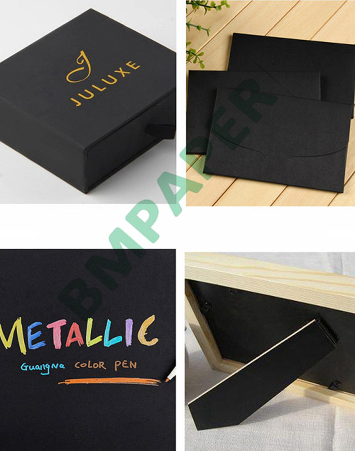 Mix Wood Pulp Matt 150gsm 350gsm Double Blank Black Cardstock Paper Board Sheet 