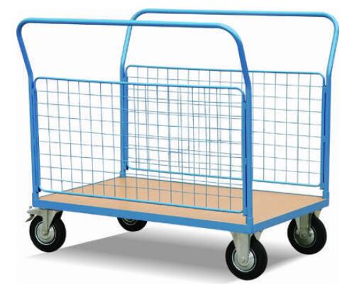 Steel Wire Shipping Containers Trolley with Castors for Supermarket 