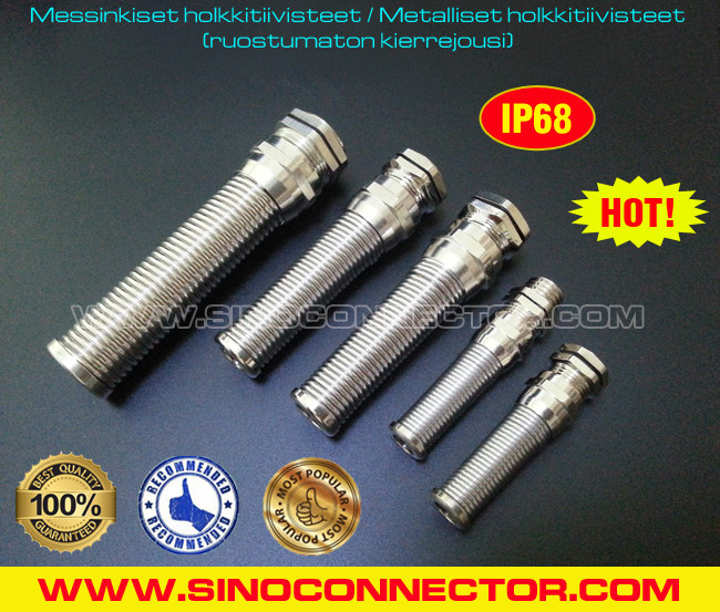 Cable Gland Joint Connector Metric Brass Flexible Waterproof IP68 with Anti-Bending Protector