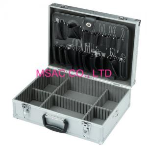 China Plastic Handle Aluminum Hand Tool Boxes With Strap , Silver ABS Tool Case on sale 