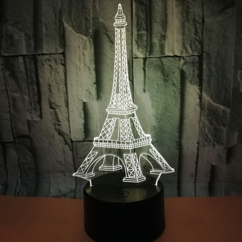 OEM Tourist attraction building logo Eiffel Tower 3D night Light Creative Visual Stereo LED Touch Switch Table Lamp 