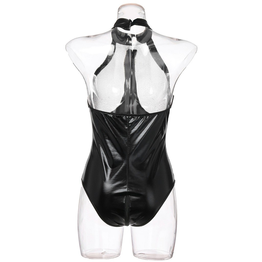 Erotic Sexy Leather Mesh Lingerie Sex Babydoll Erotic Teddy Corset Zipper Sexy Lingerie