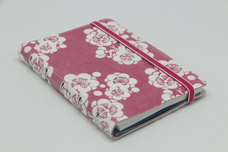 White Flower Pink Purple PU Softcover YO Wire Notebook