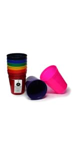 16oz reusable plastic stadium cups for parties or home. Assorted colors. Other colors available.