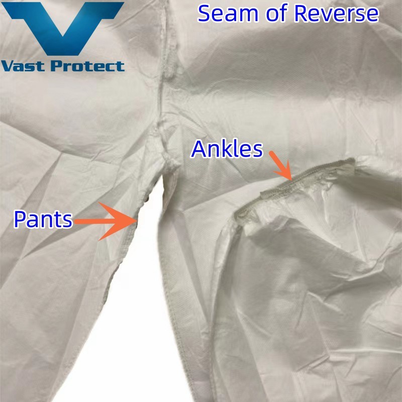 White Disposable Anti-Static Soft Fluid Resistant Microporous Clothing with Hood