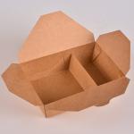 kraft paper plastic disposable 2 3 compartment lunch box for take away food container packaging