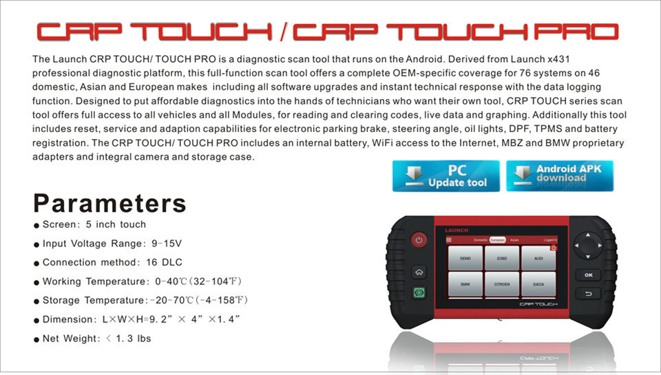 Launch CRP Touch Pro Code Reader Scanner