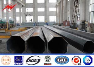 China Round 4mm Steel Plate Thickness Galvanized Steel Pole 15m Height Straight Two Sections on sale 