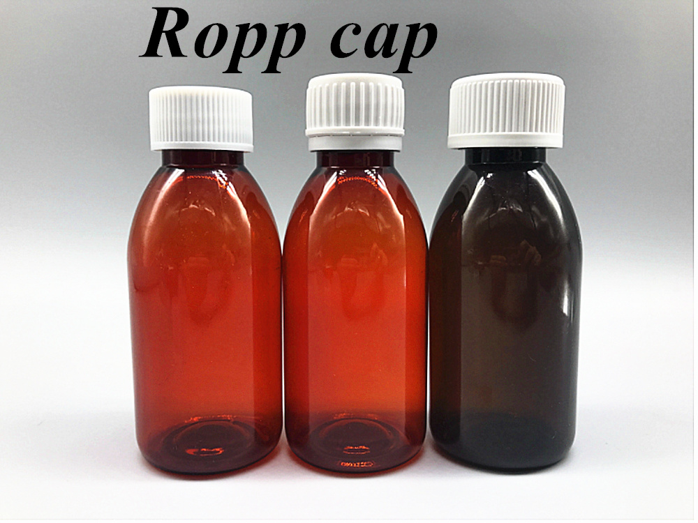 Cough Syrup 100ml 120ml 150ml Amber Round Pharmaceutical Plastic Syrup Bottle with Plastic Screw Cap