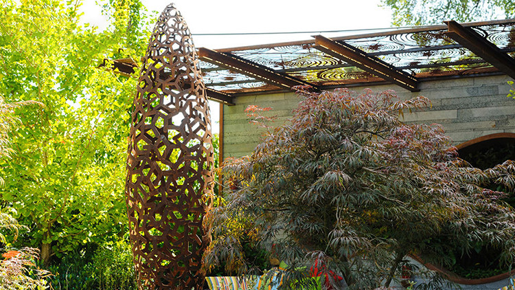 Western Style Corten Steel Light Metal Garden Figures Curved Corten Steel Art Sculpture For Outdoor In 220cm Height