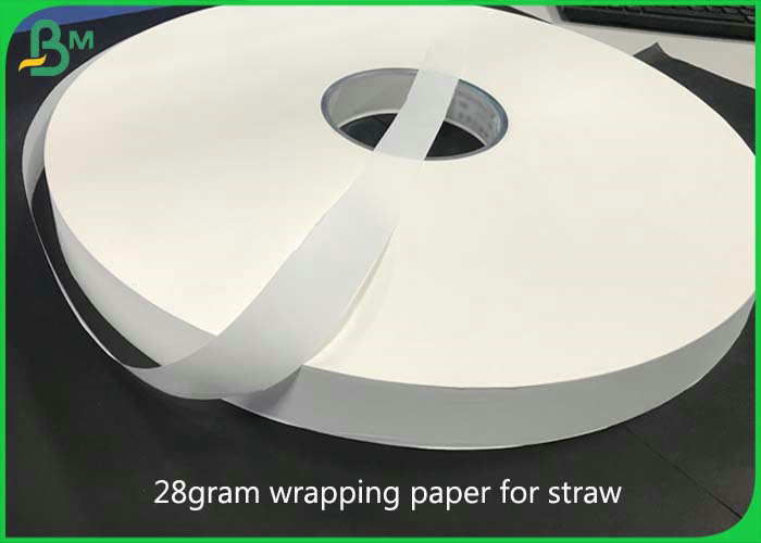 Food Grade 33mm * 5000M 24g 28g White Wrapped Paper For Packing Paper Straw
