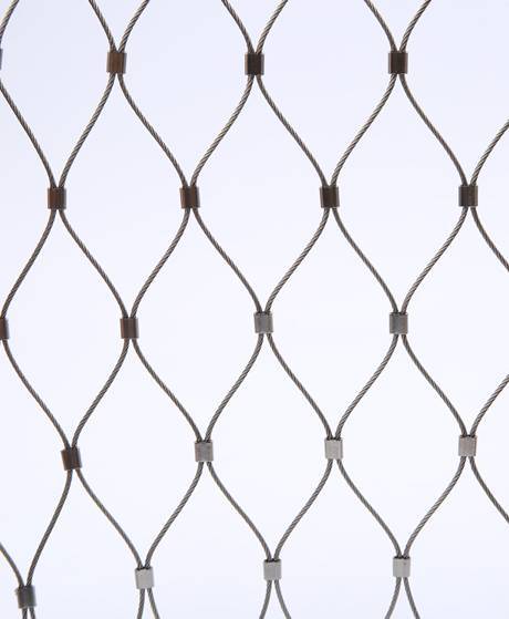 Stainless steel rope mesh with diamond aperture.