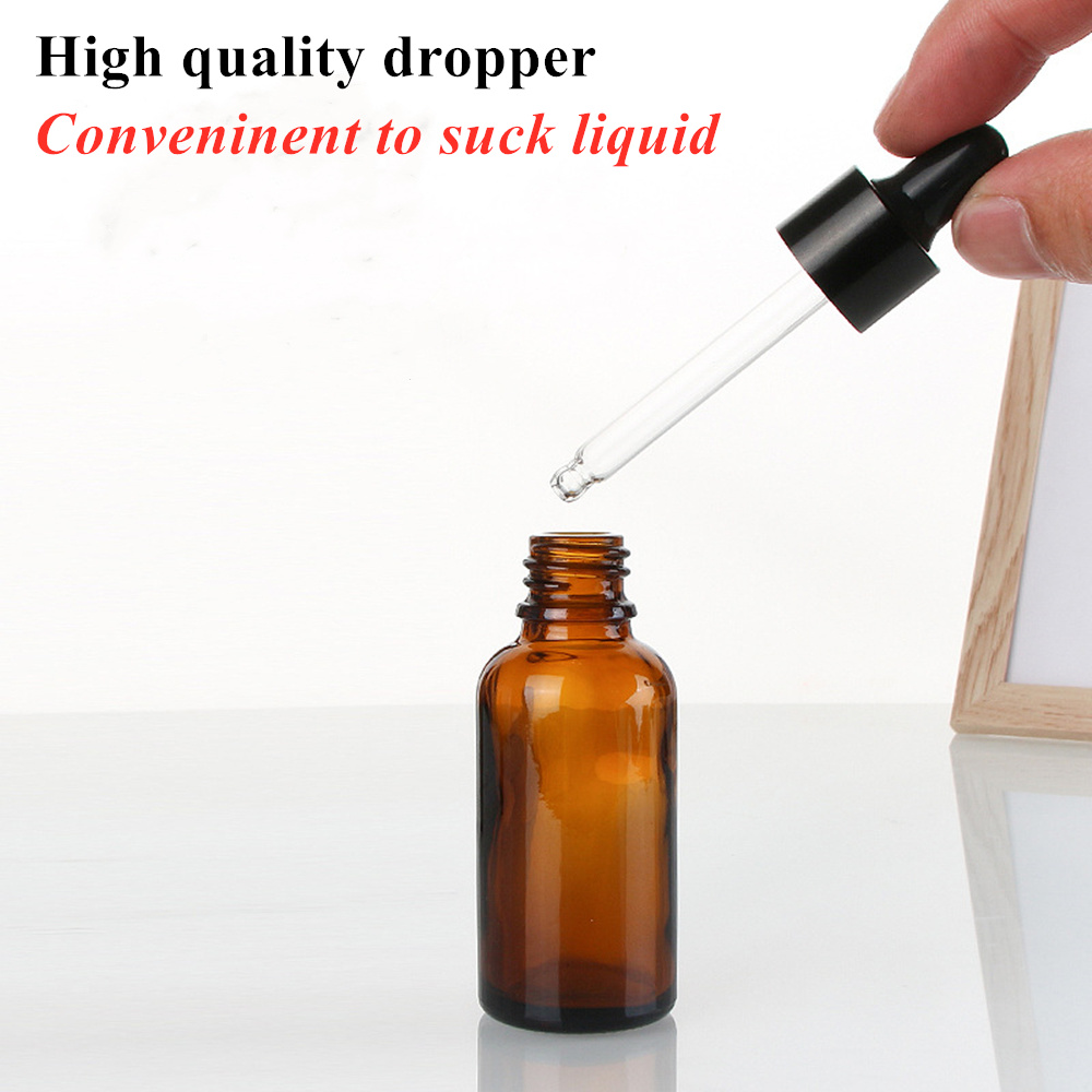 Hot Sale Essential Oil Packaging 10ml 20ml 30ml 50ml Amber Glass Dropper Bottle with Childproof Cap