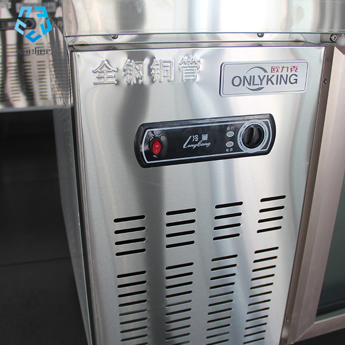 Stainless steel commercial refrigerator workbench in the back kitchen of hotel restaurant 6