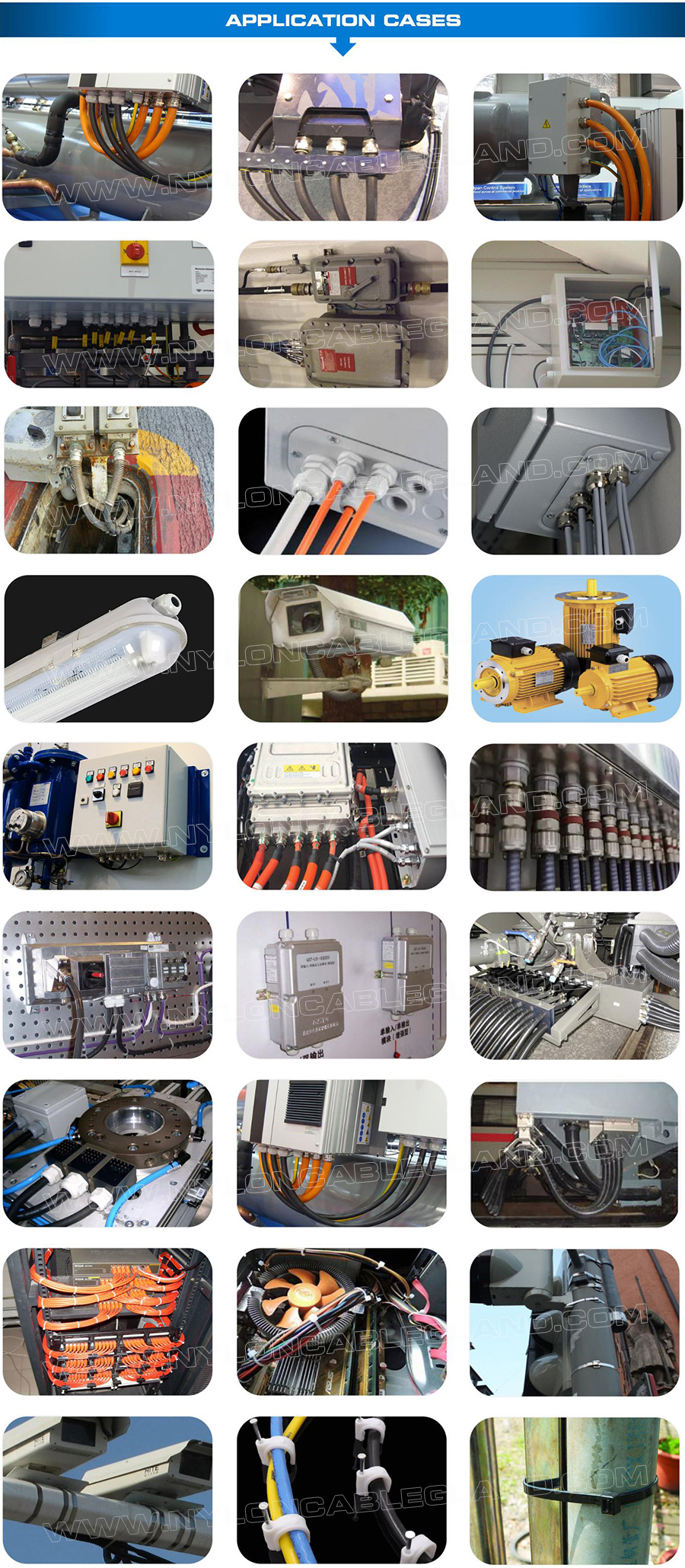 Applications for Cable Glands, Cord Grips, Tie Wraps, Cable Ties