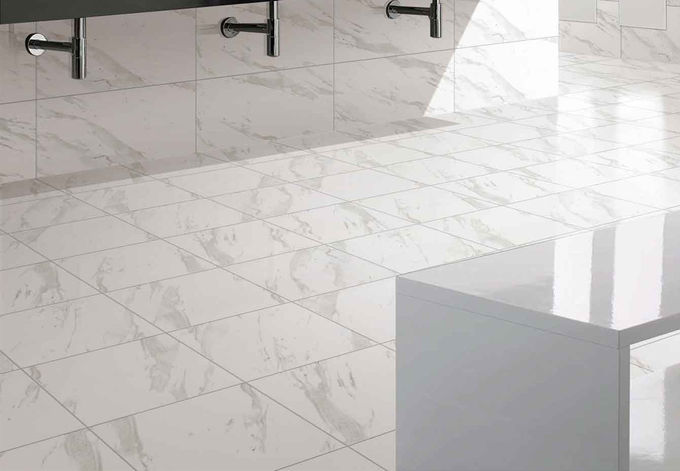 Carrara White Porcelain Bathroom Wall Tiles Indoor 30 X 60 Cm Size High Gloss 0
