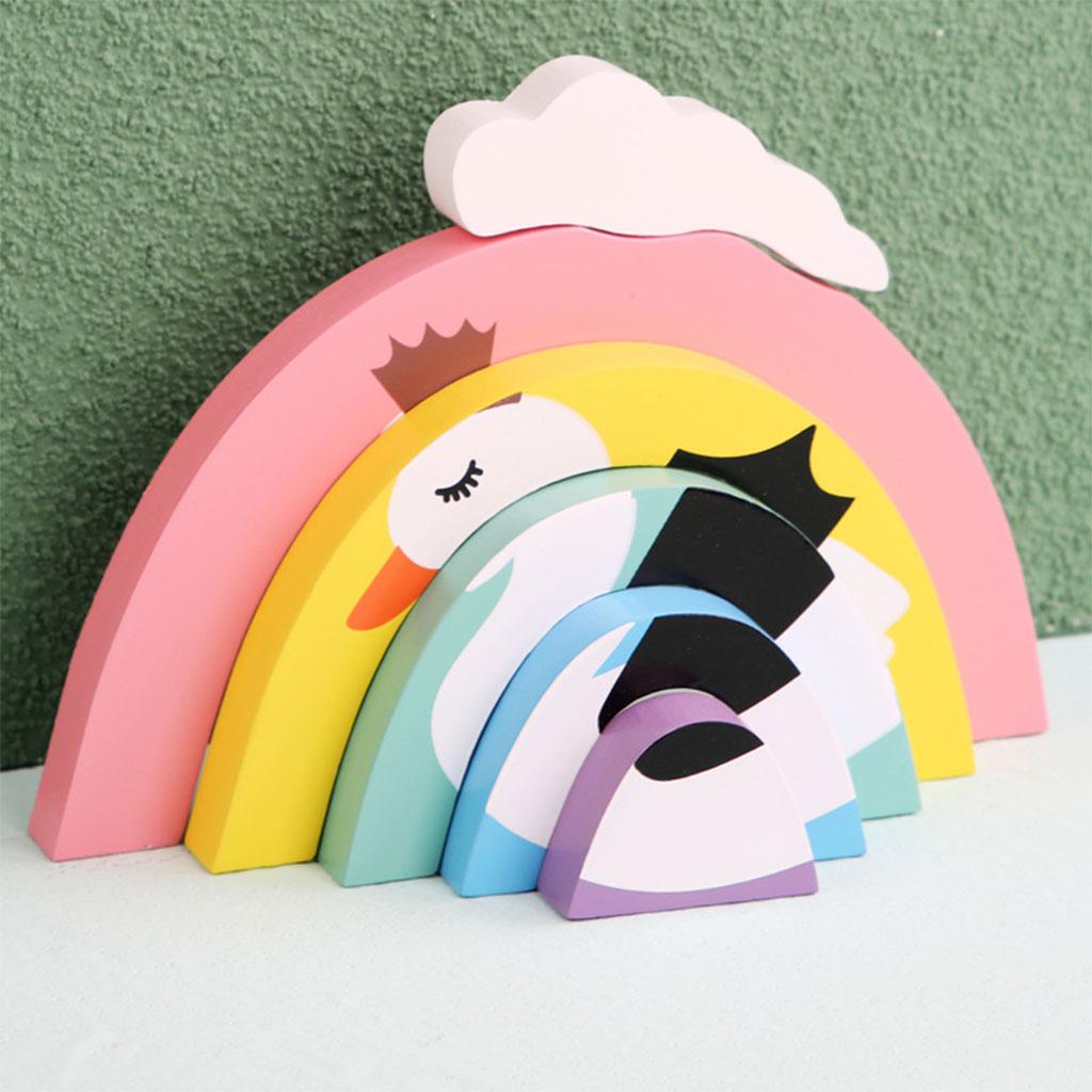 Colorful Building Blocks, Educational Rainbow 6 Pieces Toy Brick for Girls Newborn
