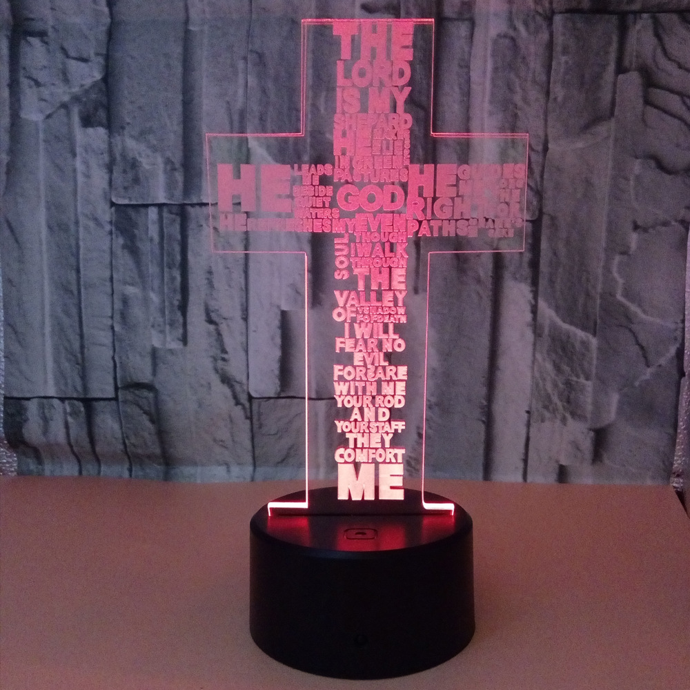 Custom religion sign words picture Cross Christian 3D night Lights LED Vision USB lamp
