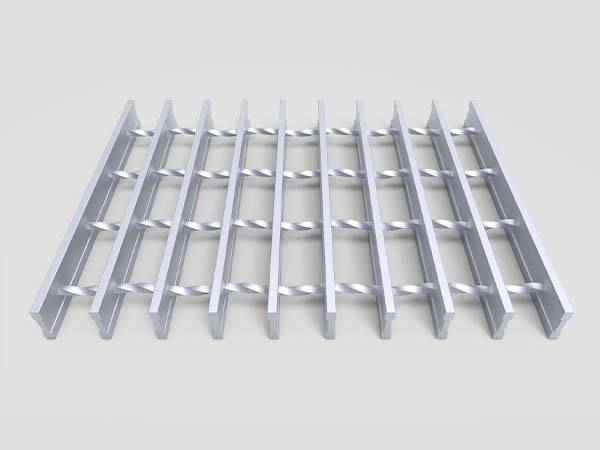 The picture shows the structure of swaged I bar aluminum grating with a plain surface.