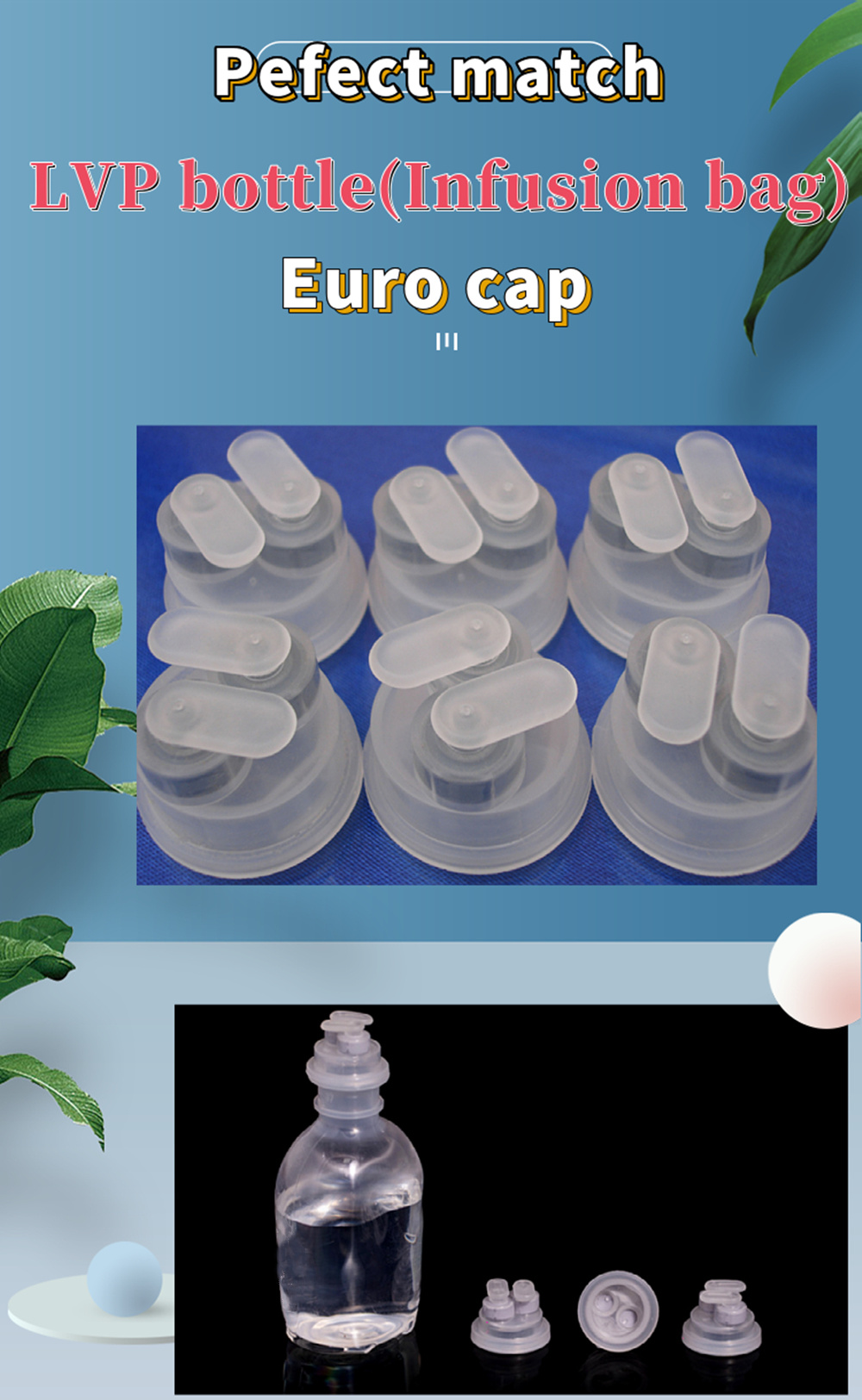 Infusion Ports Disposable Euro Head Caps for Infusion Bag Lvp Plastic Bottle