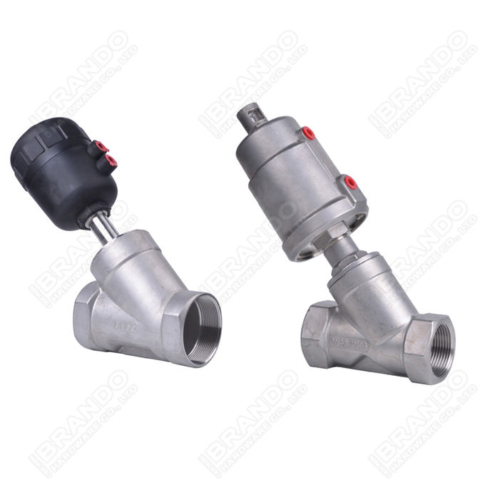Stainless Steel Pneumatic Threaded Angle Seat Valve Double Acting 2