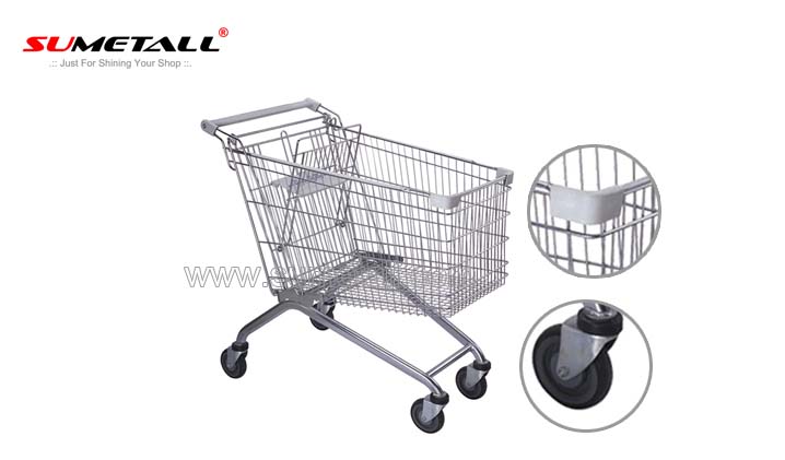 Classical Metal Supermarket Shopping Trolley With 4 Wheels