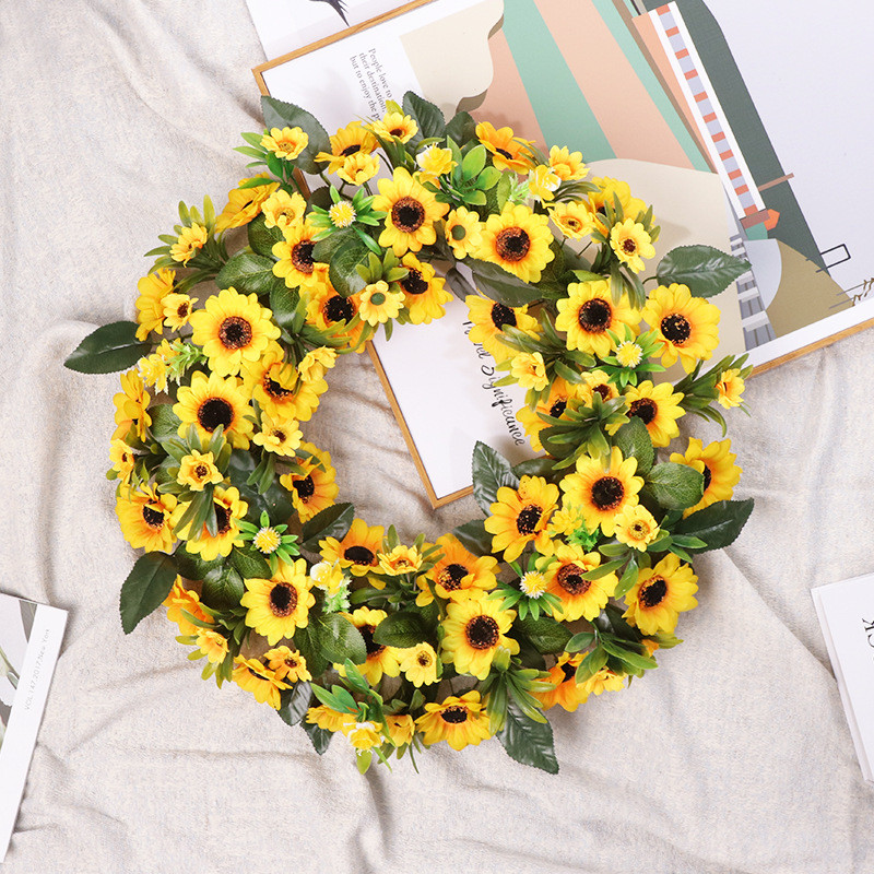  Artificial Garland Leaves Plant sunflower wreath for home decoration