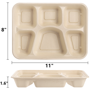 Peohud 50 Pack 6 Compartment Disposable Paper Plates