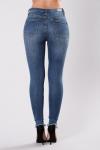 Women's Flower Embroidered Distressed Frayed Hem Skinny Jeans Denim Pants.