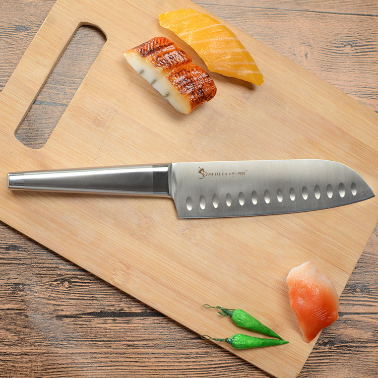 Kitchen Sashimi Meat Cutting Santoku Slicing Multi Stainless Steel Serrated Steak Knife