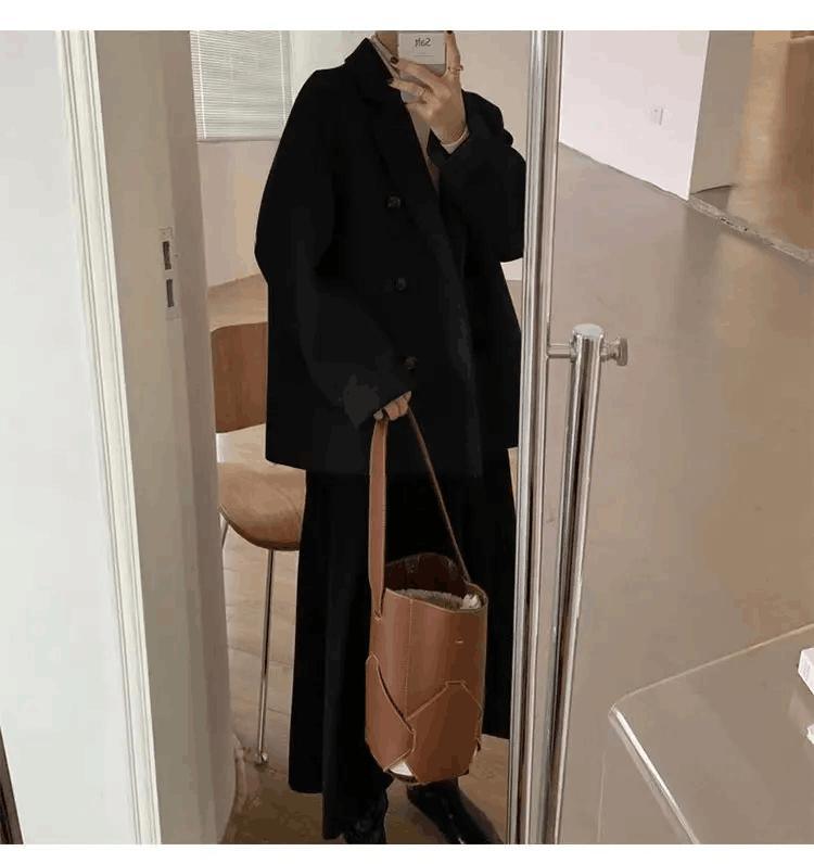 Fall and Winter Woman&prime;s Coats Ladies Jackets Woolen Solid Turn Down Collar Long Coats for Woman