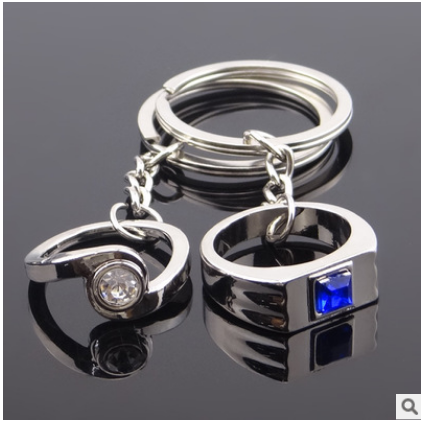 Factory price creative unique 3d metal couple love ring Keychain