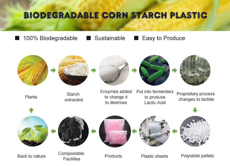 Bio degradable corn starch PLA plastic zipper bag, Compost Bio Degradable Green Plastic Compostable k Bags