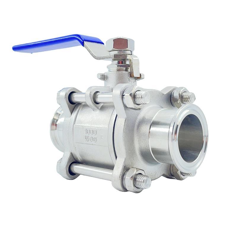 Premium Outlet High Platform 304 316 Stainless Steel Clamped 3PC Ball Valve