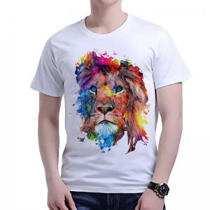 China Deepbest Men Chase colourful Lion Printing Tees Shirt Short Sleeve T Shirt Blouse on sale 
