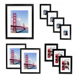 China Allwel 10 Pack Wooden Custom Size Picture Frame Wall Gallery Kit on sale 