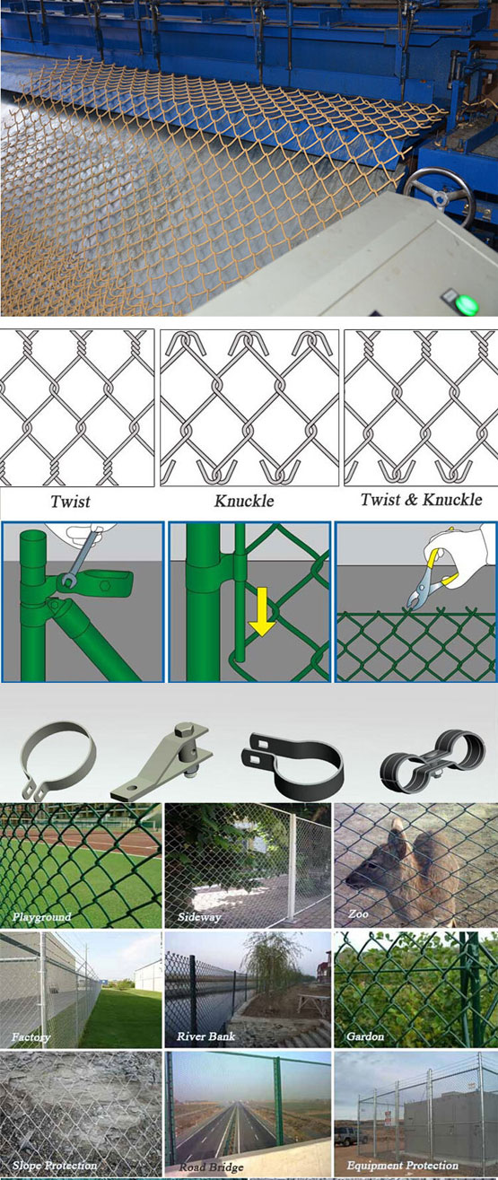 Galvanized PVC Coated Security Chain Link Mesh Fence