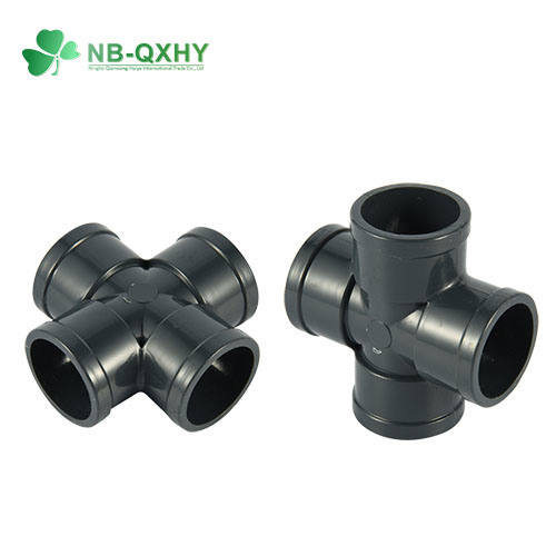 New Type PP Pipe Fittings Black PP Cross Tee for Agriculture Irrigation