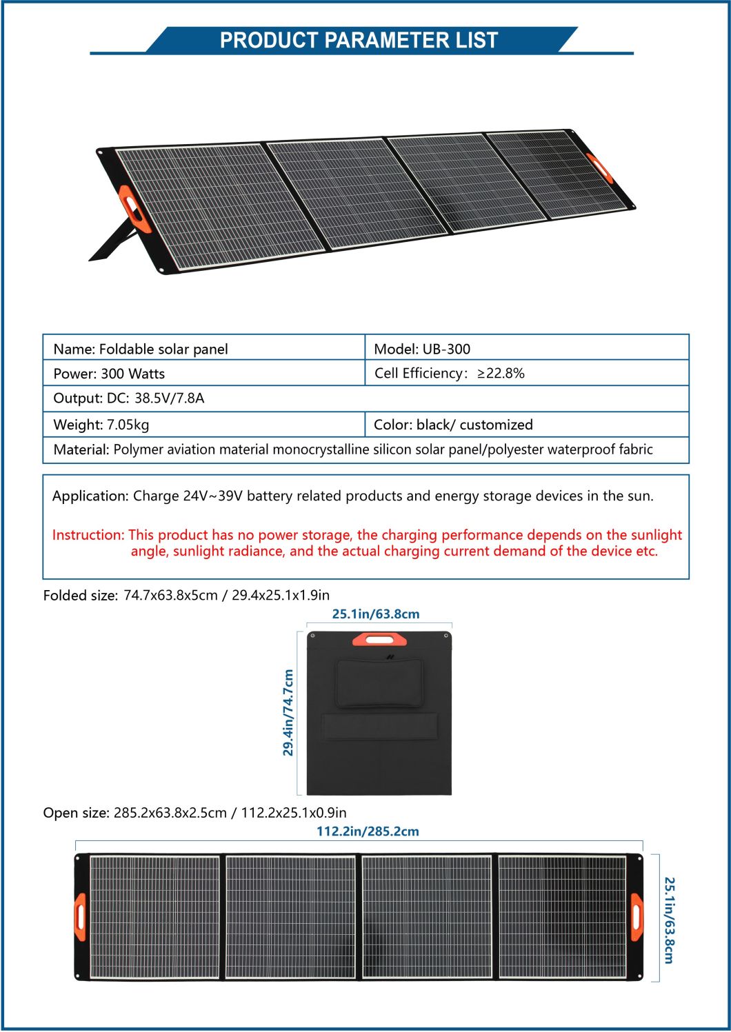 Renewable Power 300W Panel Monocrystalline Portable Generator Set Home Solar Panel