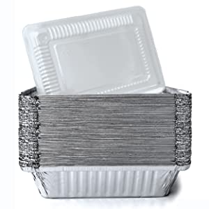 aluminum containers with lids, takeout containers, small foil pans with lids, oven freezer container