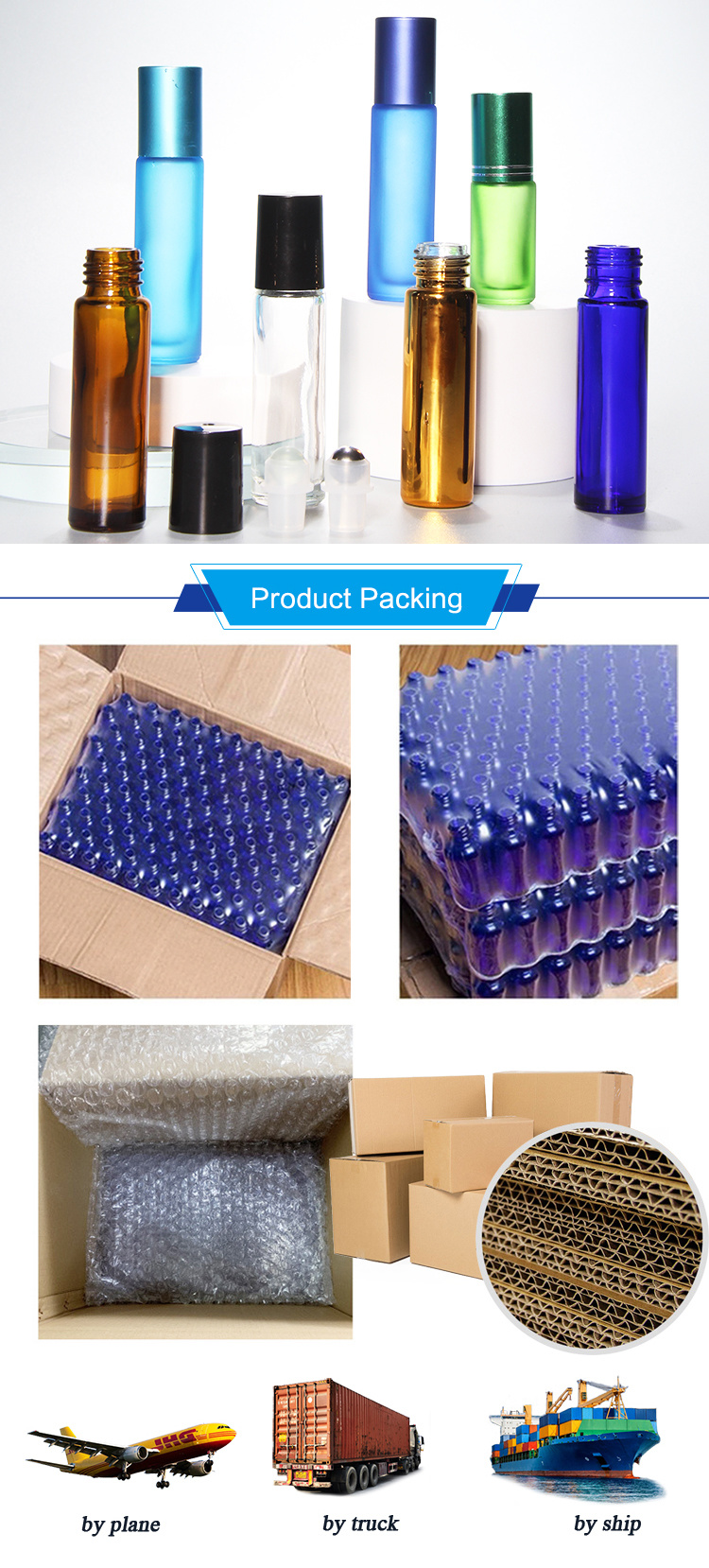 Wholesale Cosmetics Skincare Packaging Massage Serum Perfume Glass Essential Oil Roll on Bottle