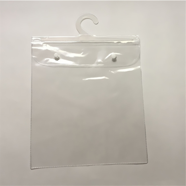Custom logo printing EVA garment underwear clothes packaging Transparent button pvc soft plastic hanger hook bag