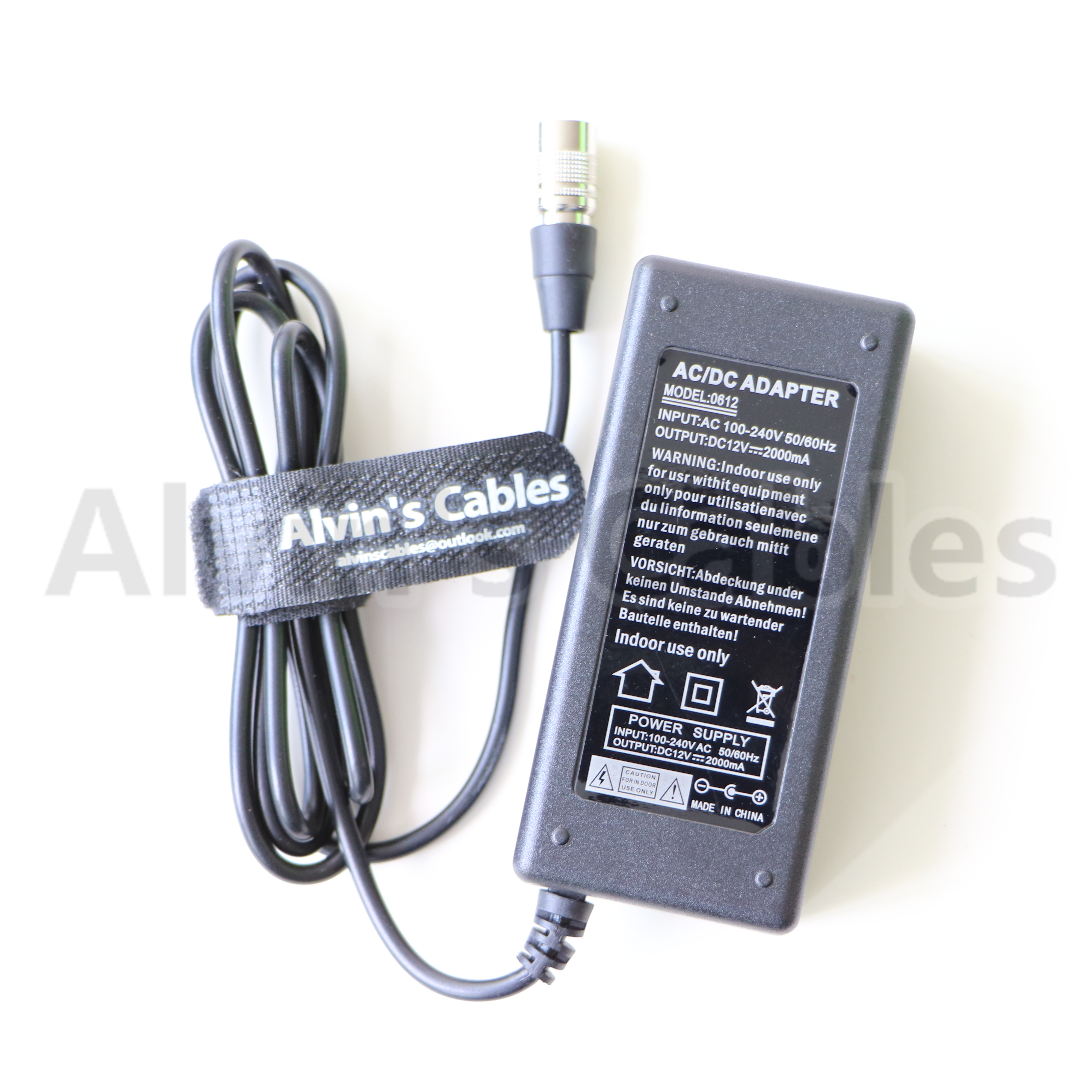 Alvins Cables AC to 4 Pin Hirose Male 12V 2A Power Adapter for Sound Devices ZAXCOM Sony