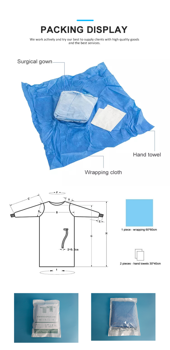 HIGH QUALITY SMMS SURGICAL GOWN NON WOVEN DISPOSABLE SURGERY GOWN, MEDICAL SMS SURGICAL GOWN 3