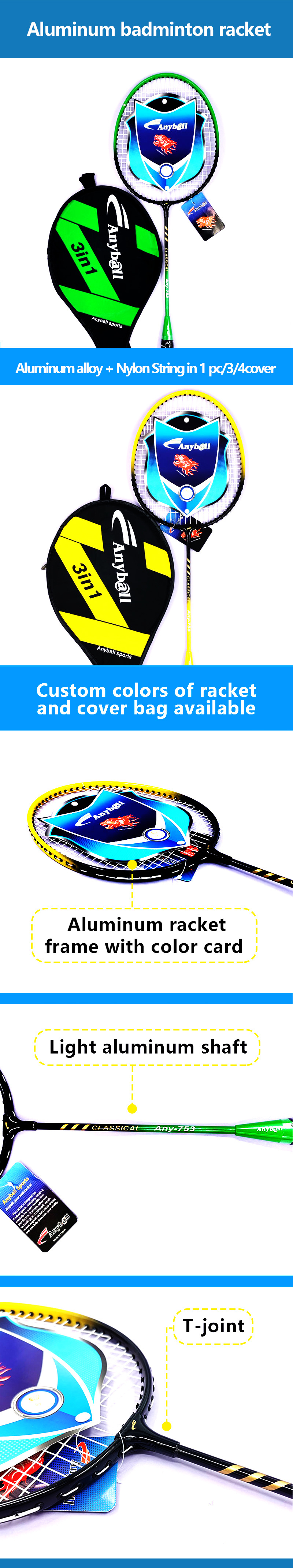 China Original Factory Direct Sale Badminton Racket Aluminum Racket Best Price