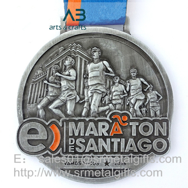 Metal running Championship medal with ribbion