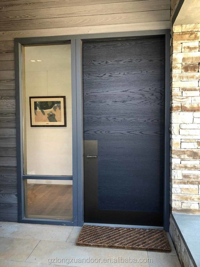 Luxurious design black walnut carving composite wooden black doors